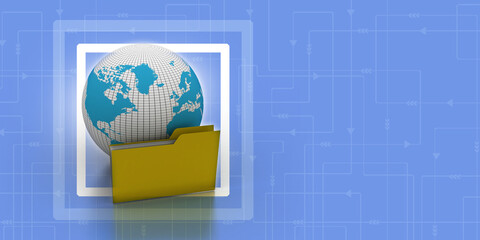 Poster - 3d rendering folder with documents