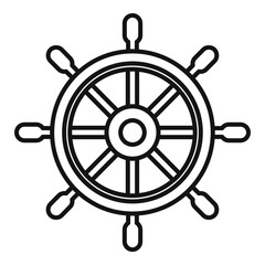 Sticker - Sea ship wheel icon, outline style