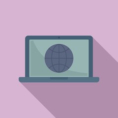 Poster - laptop web network icon, flat style