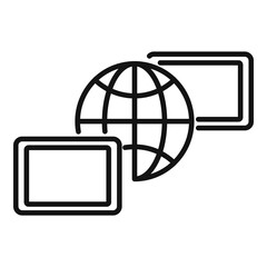 Sticker - Network remote access icon, outline style