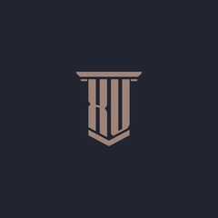 XU initial monogram logo with pillar style design