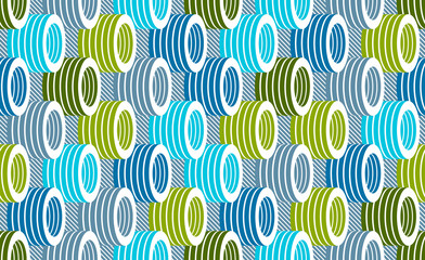 Wall Mural - 3D tubes optical seamless pattern, vector repeat tiling background, op art theme textile or wrapping paper, website backdrop or wallpaper.