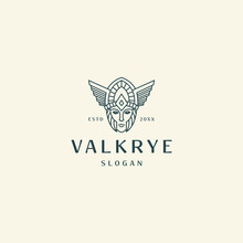 Valkyrie Mono Line Logo Icon Design Template Vector Illustration