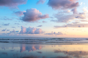 Wall Mural - Beautiful sunset sky on the beach in Matapalo, Costa Rica. Central America. Sky background on sunset. Tropical sea.