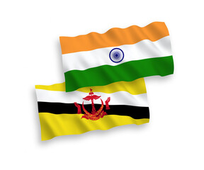 Flags of India and Brunei on a white background