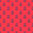 © Kostiantyn - Blue line Grave with tombstone icon isolated seamless pattern on red background. Vector