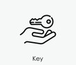 © Rovshan - Hand holding key vector icon.  Editable stroke. Linear style sign for use on web design and mobile apps, logo. Symbol illustration. Pixel vector graphics - Vector