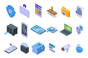Poster - privacy icons set. isometric set of privacy vector icons for web design isolated on white background