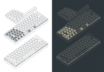 Mechanical keyboard isometric drawings