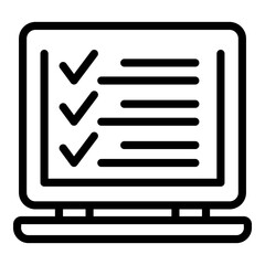 Poster - Laptop task schedule icon. Outline Laptop task schedule vector icon for web design isolated on white background