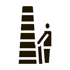 Sticker - human with ladder glyph icon vector. human with ladder sign. isolated symbol illustration