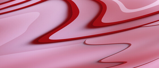 Aufkleber - Creative idea. Abstract Waves background Futuristic and Digital Design Concept on Red. Inspiration, banner, Copy Space - 3d rendering