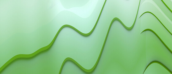 Aufkleber - Creative idea. Abstract Waves background Futuristic and Digital Design Concept on Green. banner, Copy Space, website, Design for banner - 3d rendering