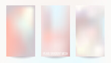 Pearl Mesh Gradient Vector Design Cards. Pastel Watercolor Style Backgrounds