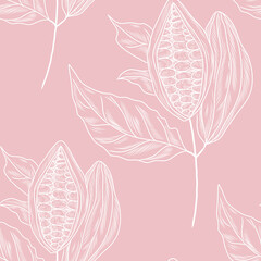 Wall Mural - Seamless pattern with cacao tree branches