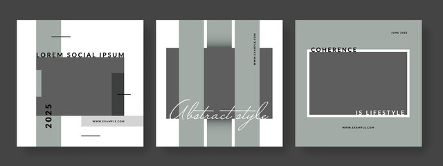 Wall Mural - Social media layouts for influencers and bloggers, instagram and facebook templates with easy editable function, square banners with place for photos