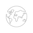 © Віталій Баріда - World map one line art. Continuous Earth line drawing symbol. Earth globe hand drawn insignia. Vector illustration isolated on white background