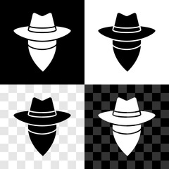 Canvas Print - Set Cowboy icon isolated on black and white, transparent background. Vector