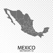 Transparent - High Detailed Grey Map of Mexico. Vector eps 10.