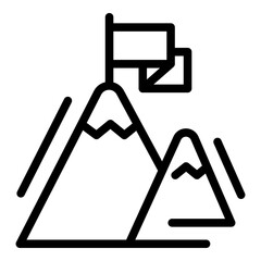 Poster - Mountain flag icon. Outline mountain flag vector icon for web design isolated on white background
