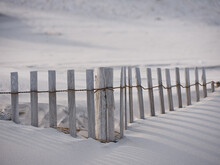 Wood Picket Fence Protects The Sand Dunes Of Stone Harbor Beach On The Jersey Shore