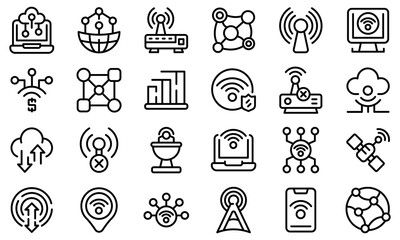 Poster - Internet connection icons set. Outline set of internet connection vector icons for web design isolated on white background