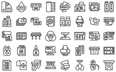 Poster - Digital printing icons set. Outline set of digital printing vector icons for web design isolated on white background