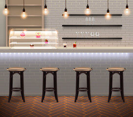 Wall Mural - coffee shop interior realistic background