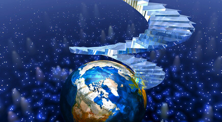 3d rendering stairway to heaven with the earth