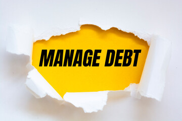 Poster - Text sign showing Manage Debt