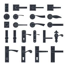 Door Knobs Icons Set In Flat Style
