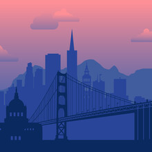 San Francisco, USA Famous City Scape Background.
