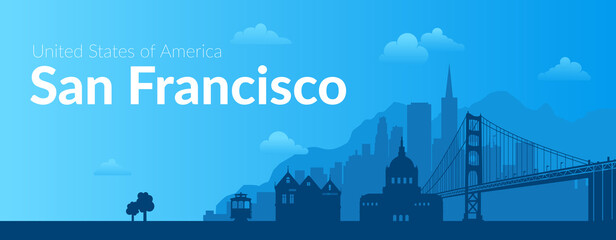 San Francisco, USA famous city scape background.