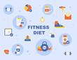 Fitness icon poster. flat design style minimal vector illustration.