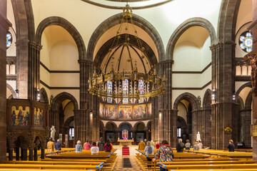 Wall Mural - Interior of the Saint Pierre le jeune church in Strasbourg in France