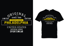 Philadelphia City, Pennsylvania. Vintage Urban Stylish Typography T-shirt And Apparel Design.