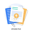 © EAKEAK - Uploading office file flat icon with gradient style. Uploading office document icon. File upload task icon for business and presentation