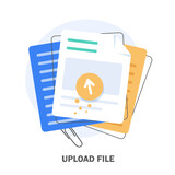 Fototapeta  - Uploading office file flat icon with gradient style. Uploading office document icon. File upload task icon for business and presentation