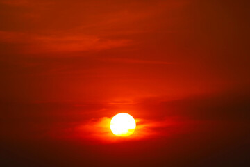 beautiful orange yellow red silhouette sky in sunset back on cloud