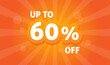 Up to 60% OFF price discount. Promotion offer advertising for store during big sale. Vector illustration.