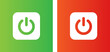 Power ON and OFF, green start and red shutdown button vector icon illustration.