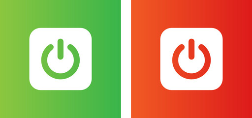Poster - Power ON and OFF, green start and red shutdown button vector icon illustration.