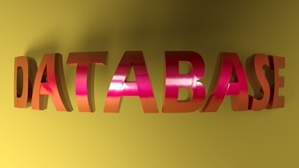 Poster - DATABASE red glossy write on yellow background - 3D rendering illustration