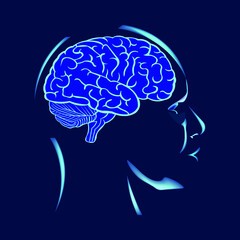 brain icon. head profile. illustration of human anatomy. problem solving symbol. sign of logic and a