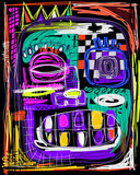 Fototapeta Młodzieżowe - Face abstract. Colour backgrounds. Art illustration