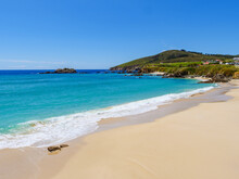 Virgin Beach On The Atlantic Ocean. Praia Fragata, Ferrol, Galicia, North Coast Of Spain