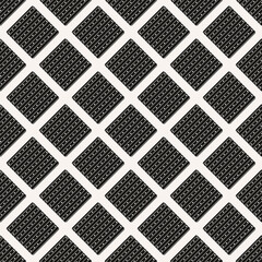 Poster - Seamless Tile Black Rhombuses. Diagonal Squares Black Color.