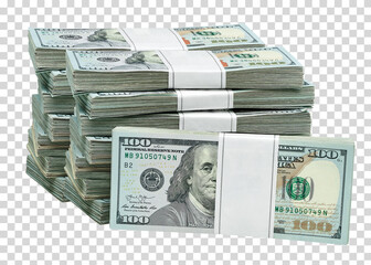 Wall Mural - New design dollar bundles on isolated background. Including clipping path	