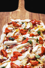 Wall Mural - classic Italian pizza with mozzarella, tomatoes and basil