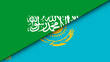 Kazakhstan Flag and Saudi Arabia Flat Flag - Double Flag 